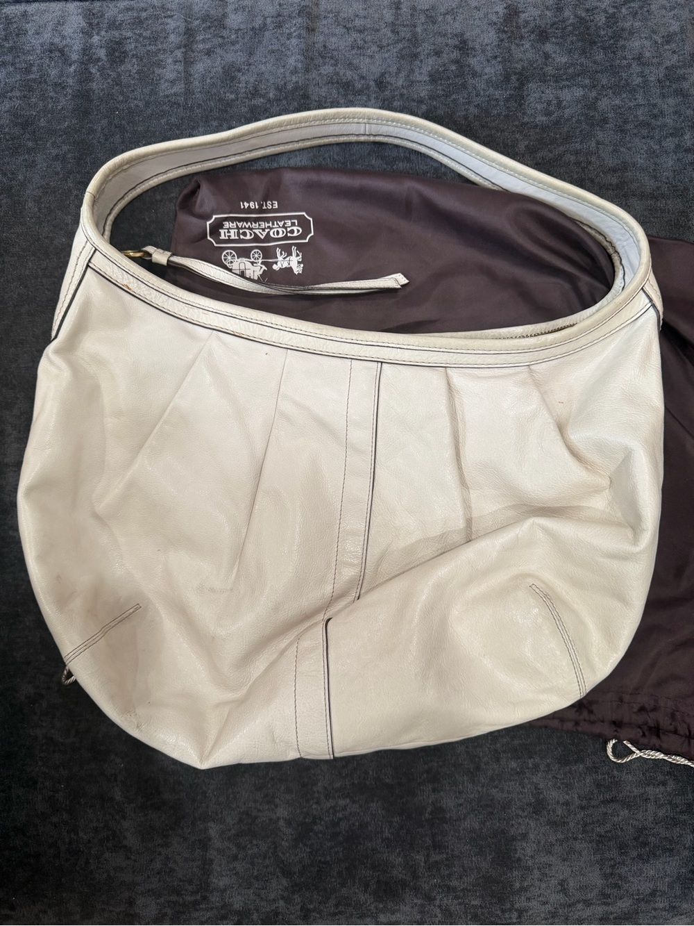 Coach Cream Pebbled Leather Shoulder Bag
